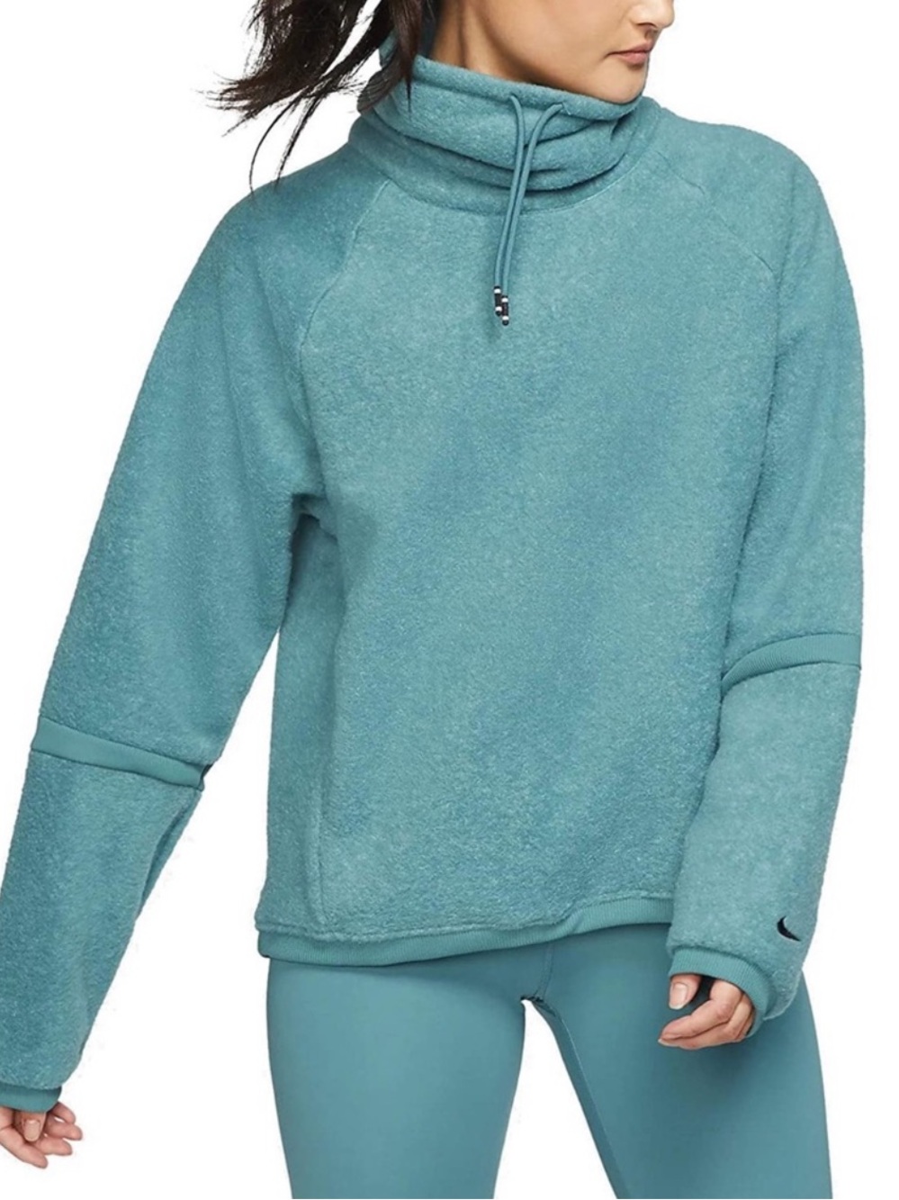 Nike Therma Fleece Cowl Neck Pullover in Mineral Teal
